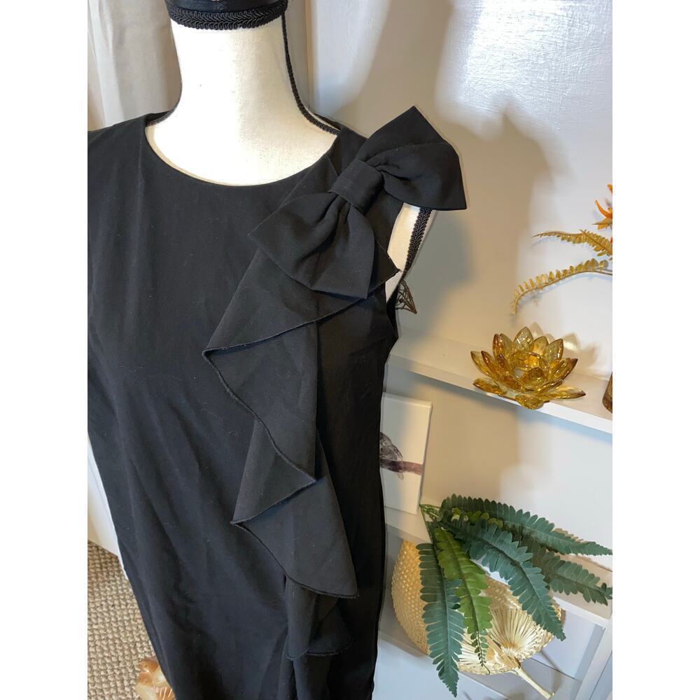 Emma & Michele Black size 8 Fitted Bust Back Zipper Bow Detail GUC Sheath Dress - Picture 4 of 10